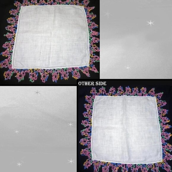 TWO Vintage 40s Handkerchief,  Tatted Linen Hankies, SERIOUS Tatting – Hanky - Picture 4 of 16